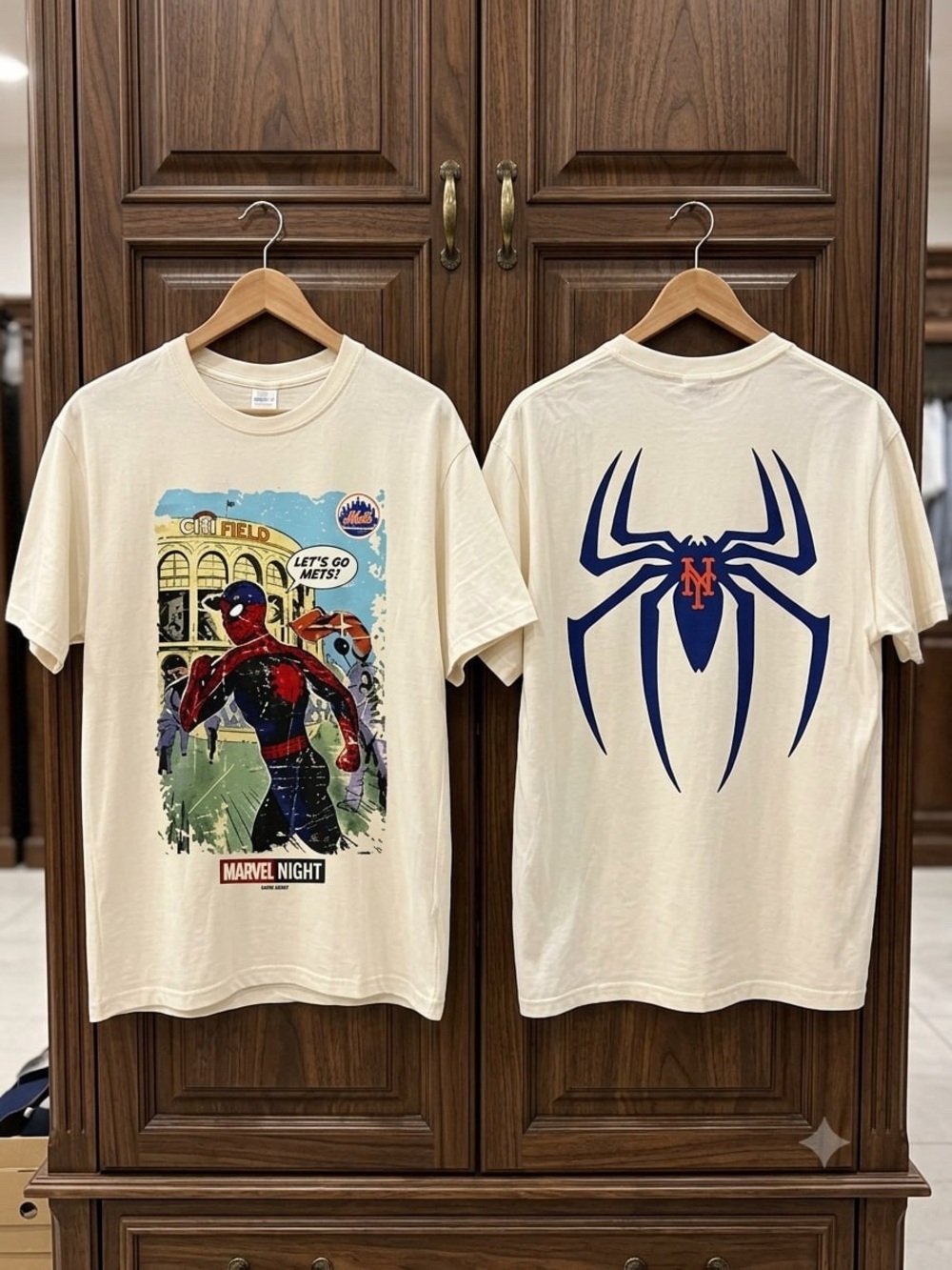 Marvel x Mets Spider-Man Graphic Short Sleeve Tee - Cream size L